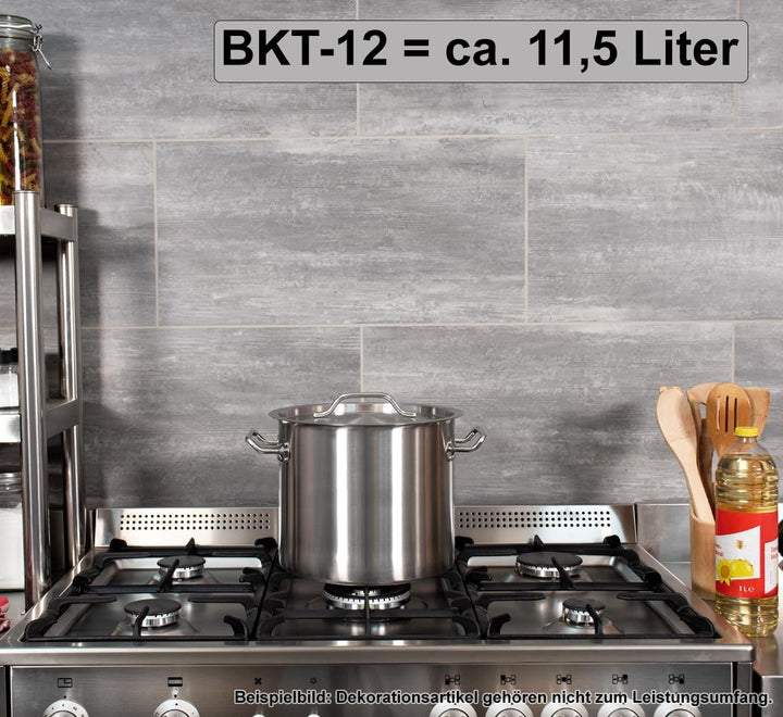 Beeketal 'BKT-12' Gastronomie Kochtopf ca. 11,5 Liter aus Edelstahl mit starken Griffen und Deckel,