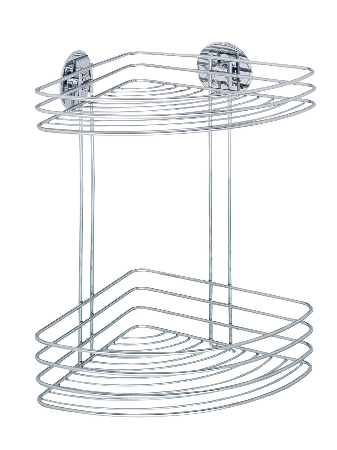 WENKO Turbo-Loc® Eckregal 2 Ablagen - Befestigen ohne bohren, Stahl, 26.5 x 33 x 20 cm, Chrom 33 x 2