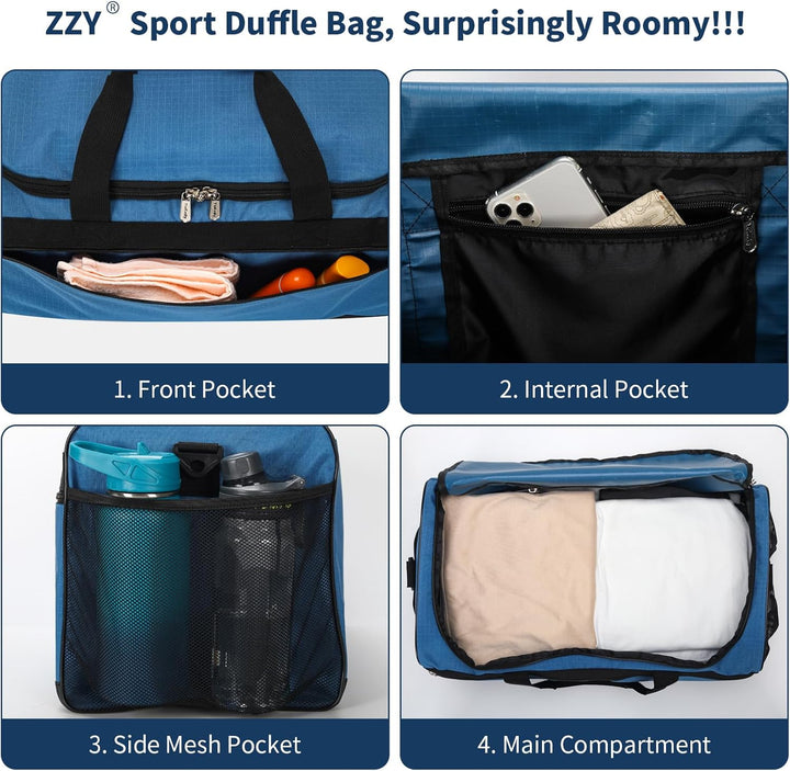 Sporttasche Reisetasche Fitness Tasche mit Schultergurt Wochenendtasche für Damen und Herren (Blau,