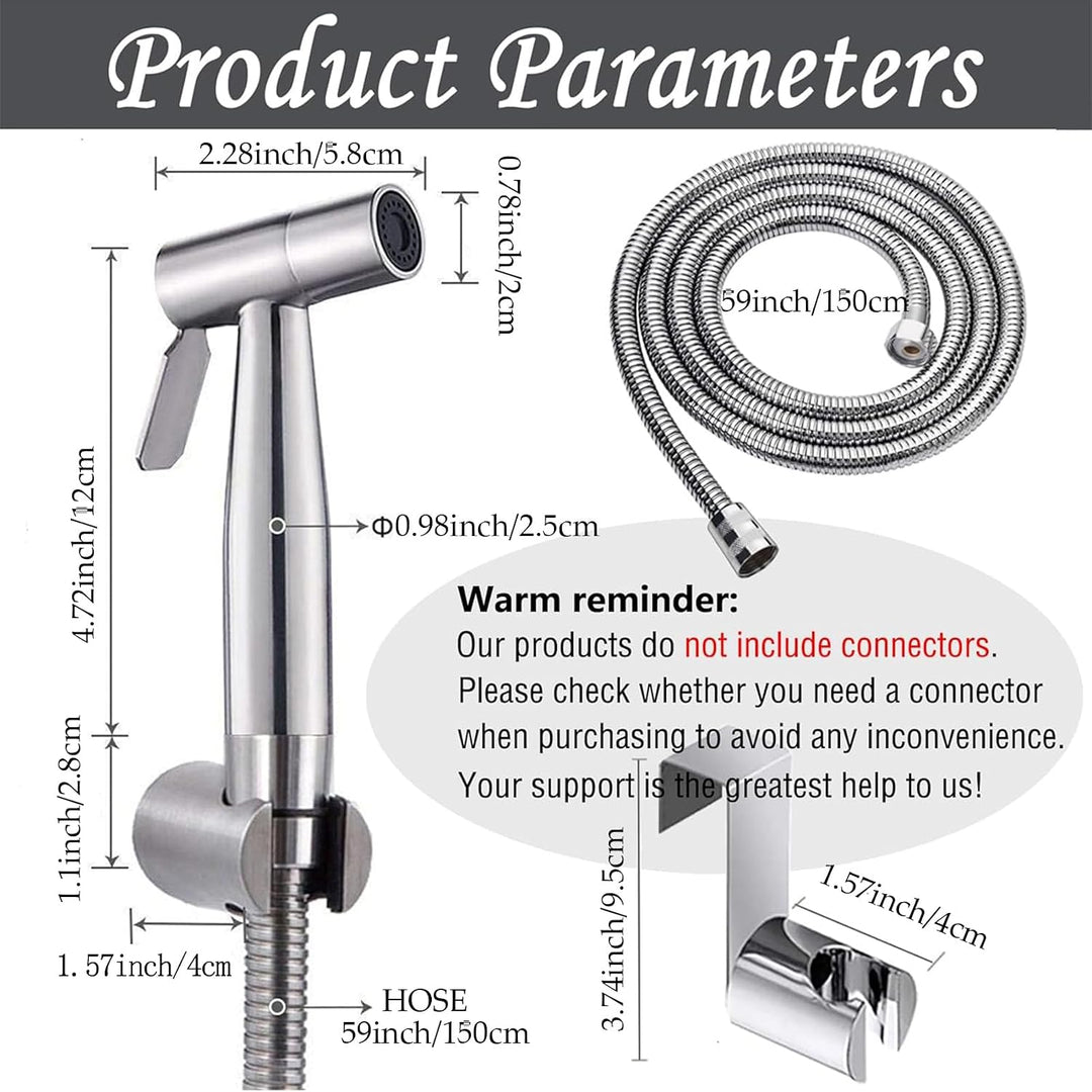 Frap Hand-Bidet-Sprüh-Set, gebürstetes Nickel, Duschkopf mit 150 cm Schlauch und Wandhalterung, 3er-