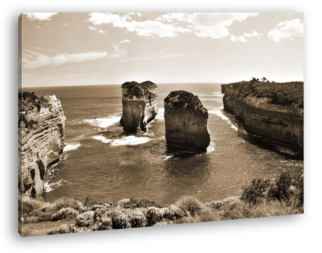 deyoli Felsenküste in Australien Format: 80x60 Effekt: Sepia als Leinwandbild, Motiv fertig gerahmt