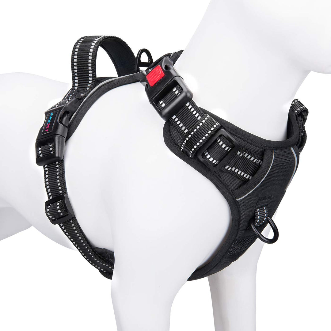 PHOEPET 2 Anti-Zieh-Hundegeschirr für kleine Hunde, reflektierend, verstellbar, mit Clip an der Vord