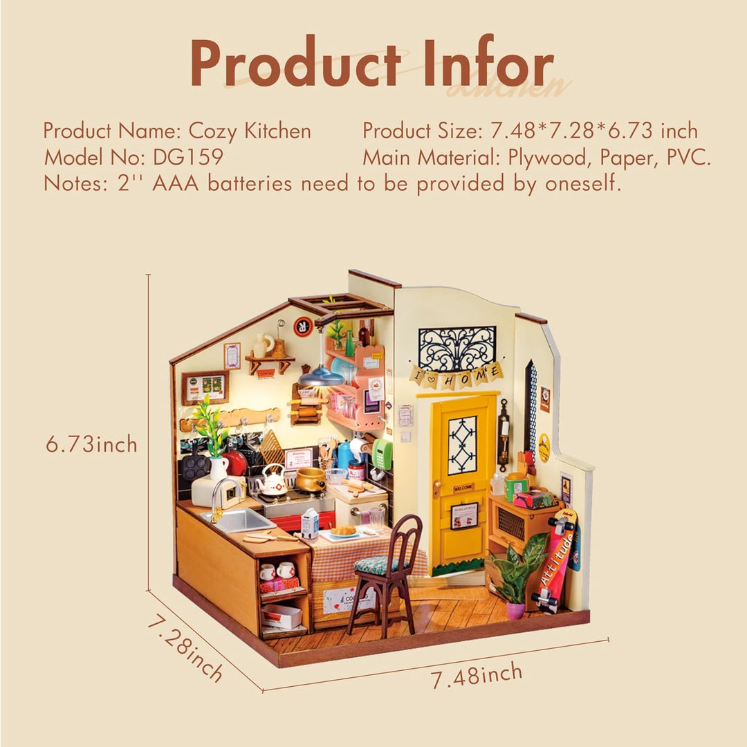 Rolife Puppenhäuser Miniatur Haus Kit mit Möbeln und LED-Licht Puppenhaus Holz Modellbausätze für Er