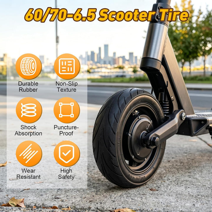 60/70-6.5 Tubeless Reifen mit Ventil für Ninebot Max G30 Elektroroller, E Scooter Reifen Vakuumreife