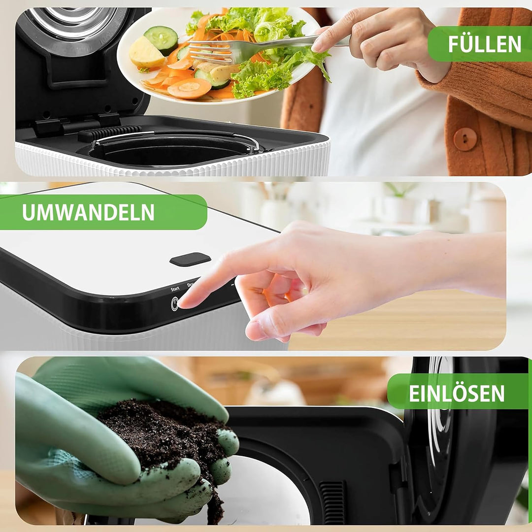 Nutrichef Elektrischer Komposter, 3L- Biomülleimer Küche, Komposteimer- Für Organisches Material & L