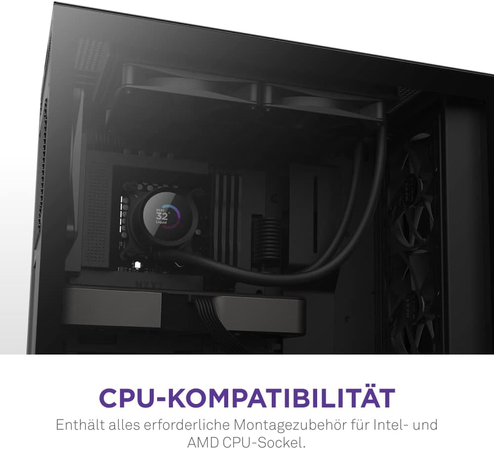 NZXT Kraken 280 - RL-KN280-B1-280mm AIO CPU Wasserkühlung - 1,54" LCD Display 240x240-2x140mm PWM Fa