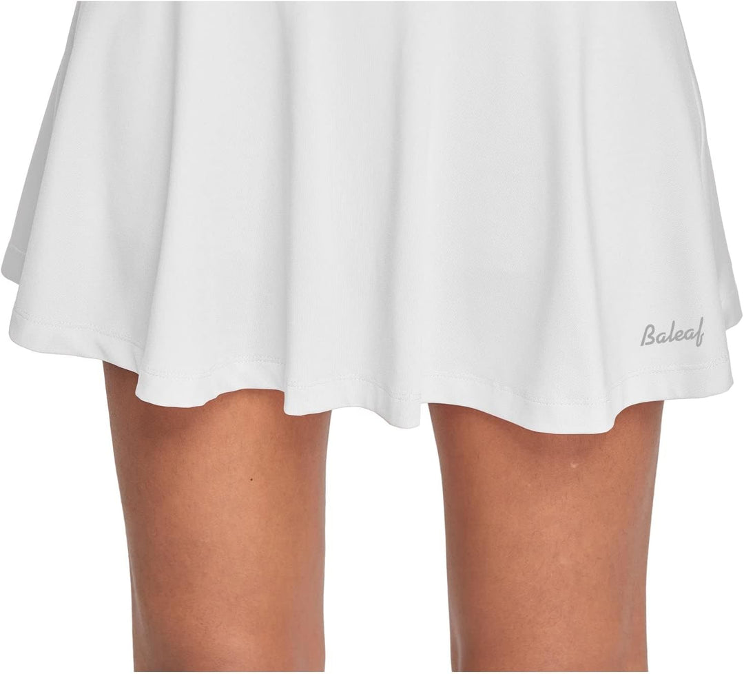 baleaf Rock Damen Rock mit Hose drunter Tennisrock Tasche Skort high Waist, Weiss