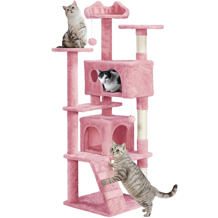 Yaheetech Kratzbaum gross Kletterbaum 158 cm hoch Katzenkratzbaum, Stabiler Katzenbaum mit 3 Plattfo