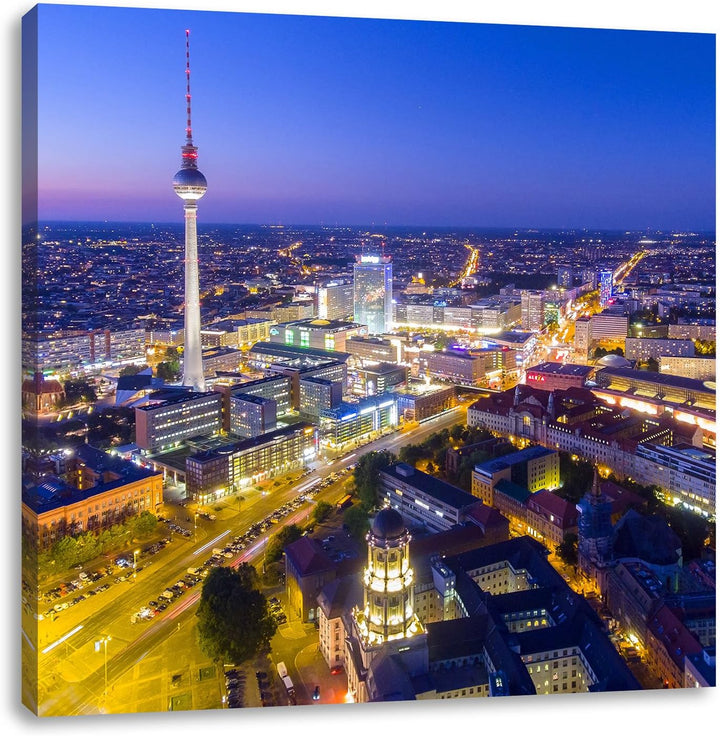 Berlin City Panorama, Format: 70x70 als Leinwandbild, tolle Bilder fertig auf Holzrahmen gespannt, K