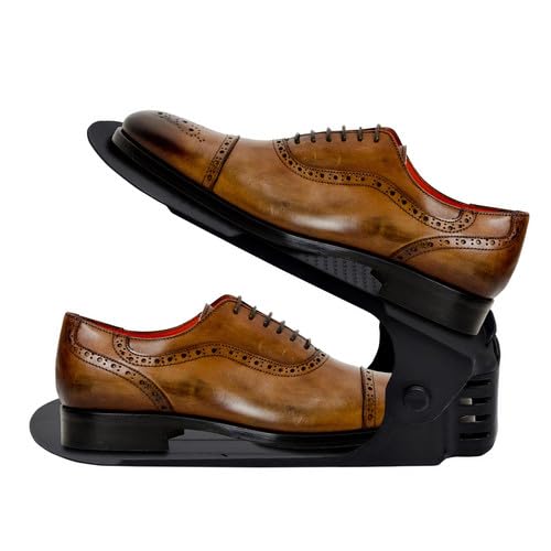 Schuh Slots Schuhstapler Schuhhalter Set, Verstellbare Schuhregale aus Kunststoff, Platzsparend und