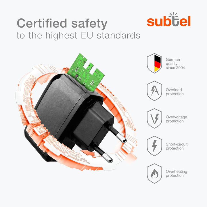 subtel Micro USB Ladegerät - 1A / 1000mA Ersatz Ladekabel kompatibel mit Sony SRS-XB31, SRS-XB10, SR