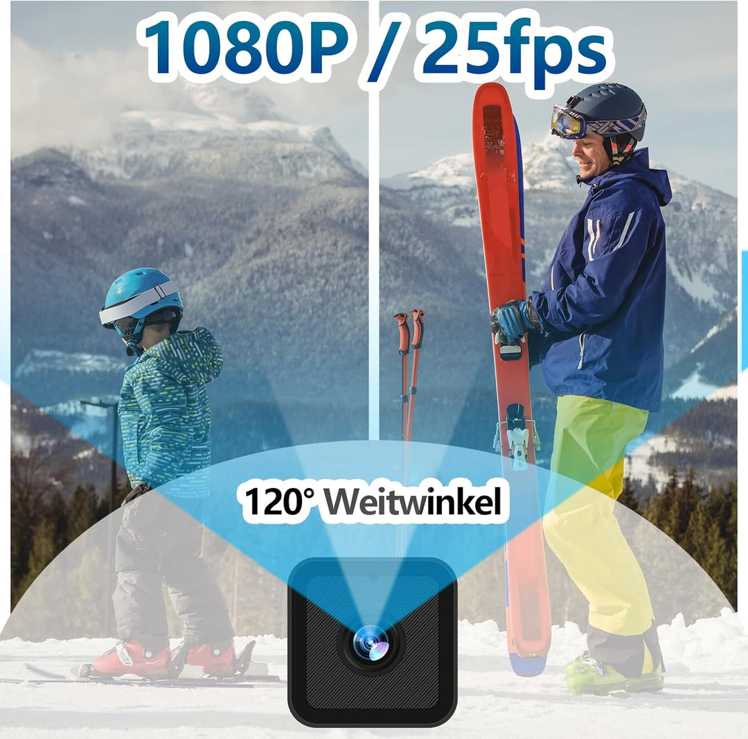 Mini Action Cam, WiFi 1080P HD & 120° Weitwinkel Helmkamera, 4 Stunden grosser Akku Actionkameras mi