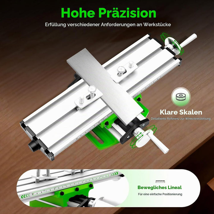Kreuztisch Frästisch 310x90mm, Multifunktions Fräsmaschine Metall, X-Y Schiebetisch Einstellbar, Frä