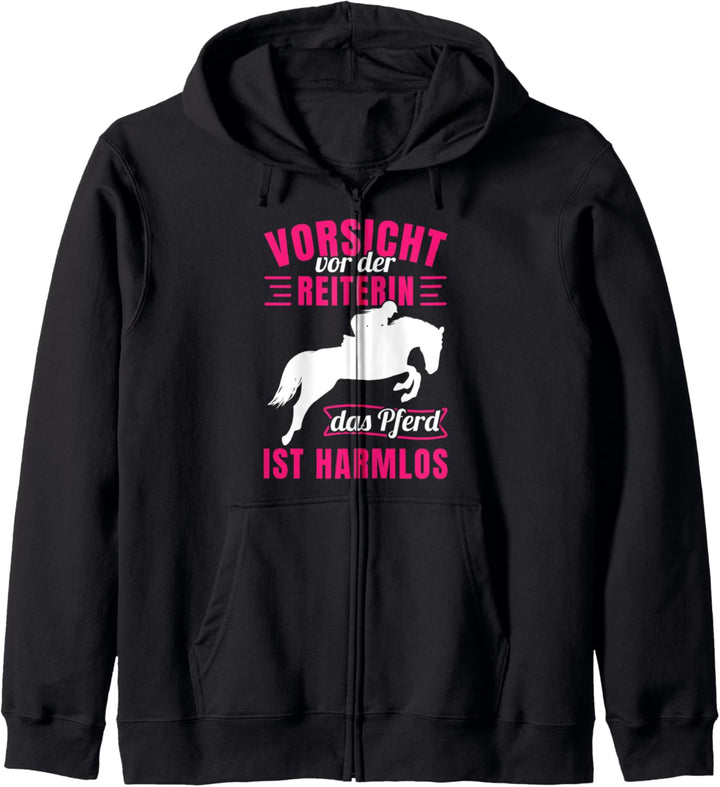 Vorsicht Vor Der Reiterin Das Pferd ist Harmlos Geschenk Kapuzenjacke