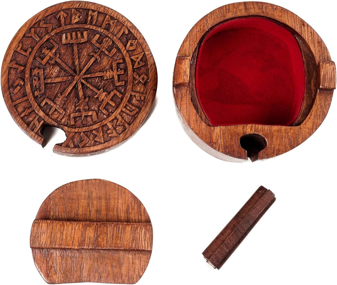Windalf Vikings Schmuckdose COMPA Ø 9 cm Wikinger Kompass Vegvisir Schmuckschatulle Geschenkbox Hand