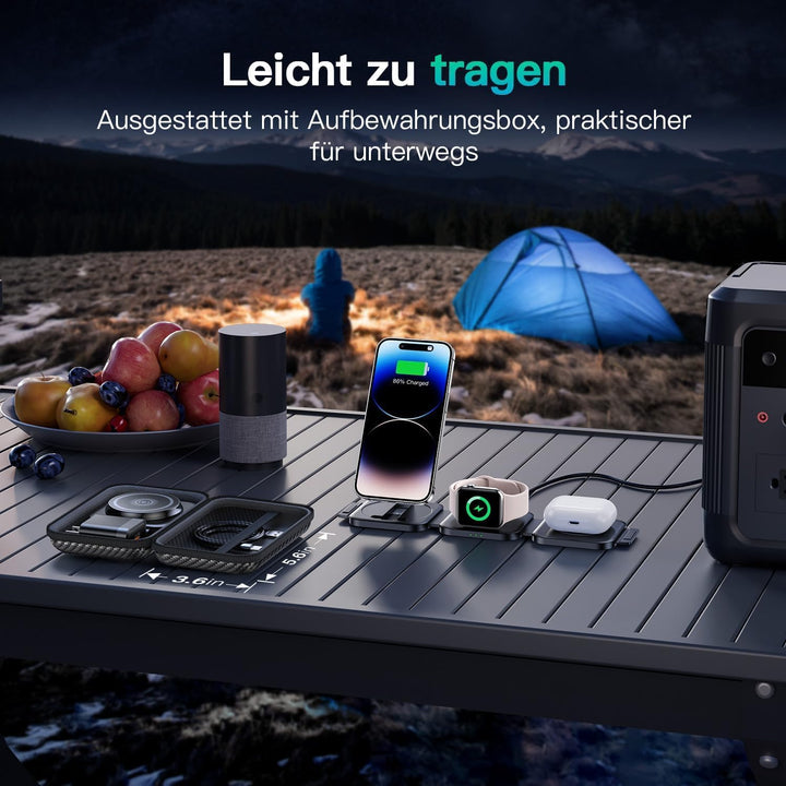 JARGOU 3 in1 Faltbare Ladestation für Apple, Ladestation Apple Watch und iPhone, Magnetisches Ladege