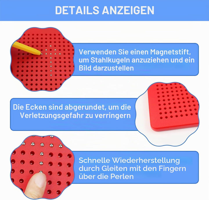 2 Stück Magnetische Zeichenbretter, Kinder Magische Magnetspiel, Magnetisches Stahlkugel Zeichenbret