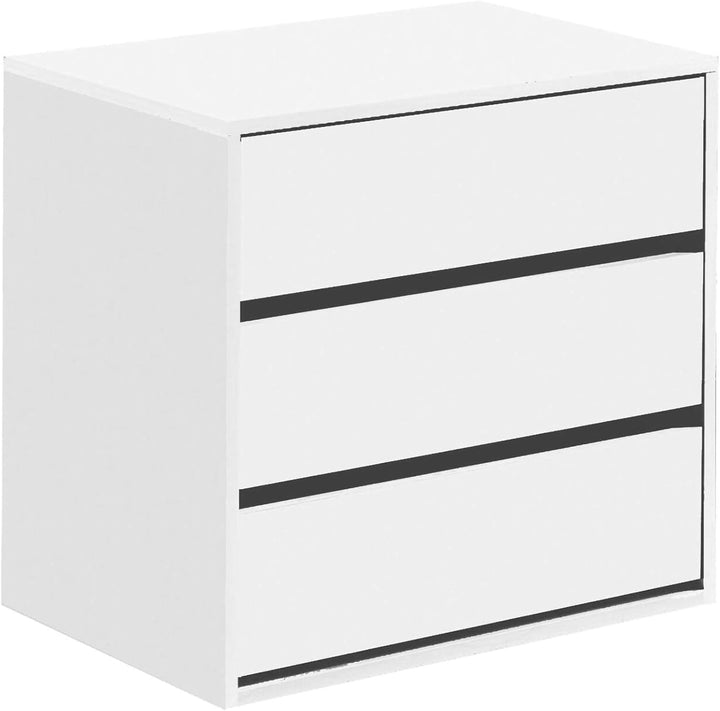 Dmora Kommode mit drei Schubladen, weisse Farbe, Masse 60 x 57 x 44 cm