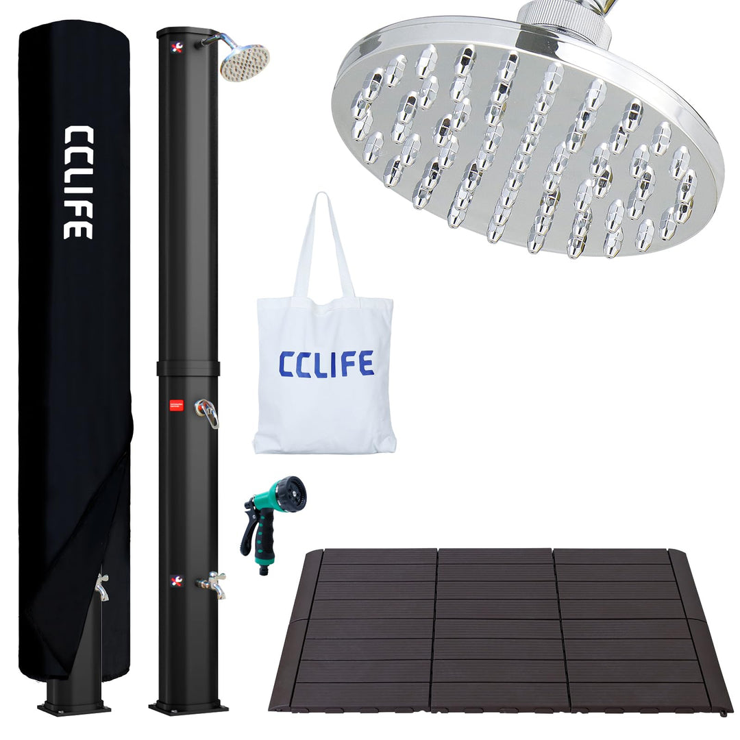 CCLIFE Solardusche 35L mit Kunststoffboden, Handbrause und Einkaufstasche Solar Gartendusche Pooldus