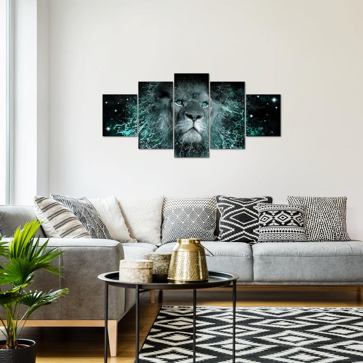 Runa Art Wandbilder Afrika Löwe 5 Teilig Bild auf Vlies Leinwand Deko Wohnzimmer Schlafzimmer Abstra