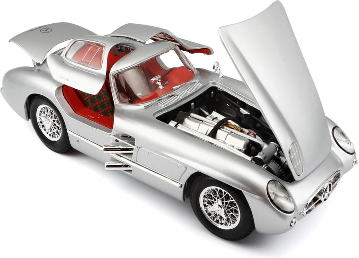 Maisto Mercedes 300SLR Coupé Uhlenhaut, Modellauto mit Federung, Massstab 1:18, Türen und Motorhaube