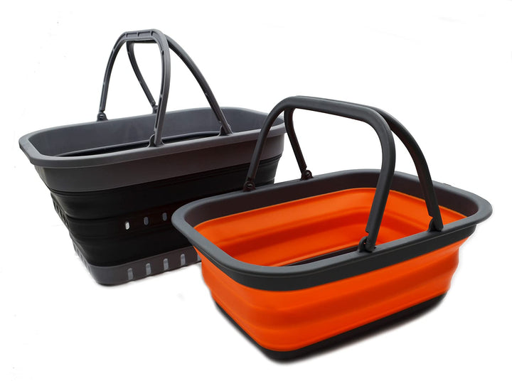 SAMMART 9.2L & 19L Faltbare Wanne mit Griff - Tragbarer Picknickkorb/Krater für den Aussenbereich -