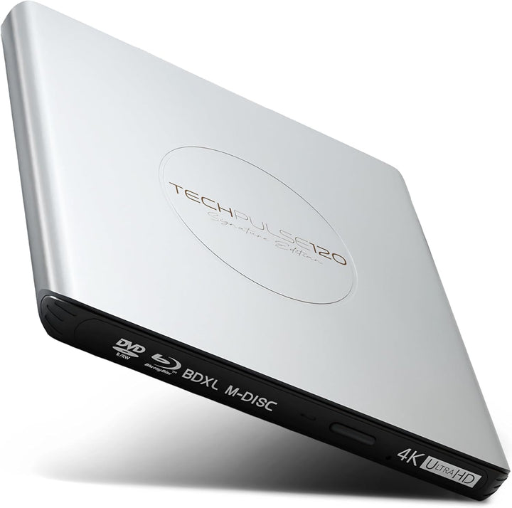techPulse120 Externes USB 3.1 USB-C UHD 4k 3D M-DISC Blu-ray DVD CD HDR10 128GB Laufwerk Brenner Bur