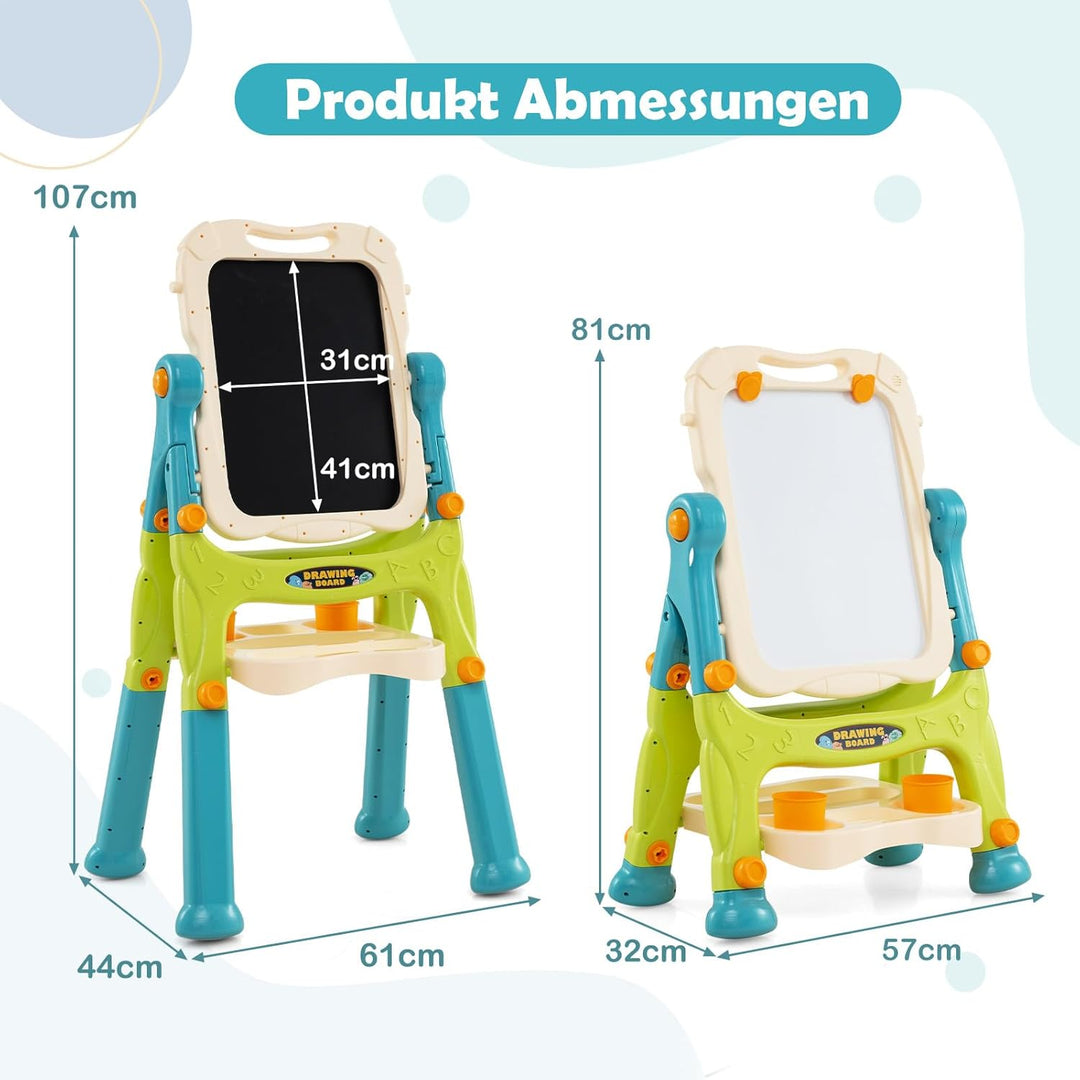 GOPLUS Staffelei mit Doppelseitiger Tafel, Drehbare & Magnetische Maltafel mit Füssen in 2 Verschied