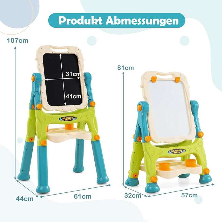 GOPLUS Staffelei mit Doppelseitiger Tafel, Drehbare & Magnetische Maltafel mit Füssen in 2 Verschied