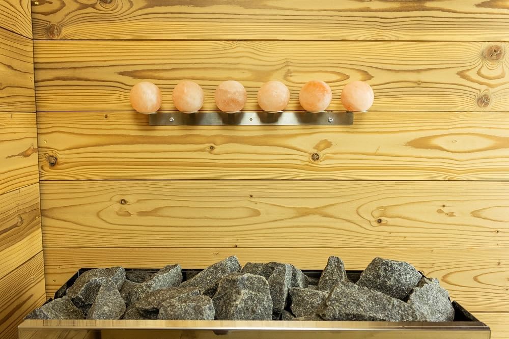 Saunainter Himalayan Salzkugeln mit Edelstahl-Wandhalterung - Natürlicher Luftreiniger und Salzthera