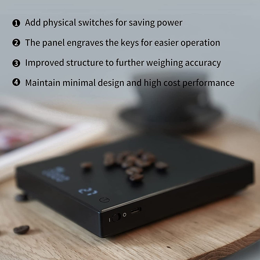 TIMEMORE Kaffeewaage, Espresso-Waage, Digitale Kaffeewaage mit Timer, 2000 g (Schwarz), Schwarz