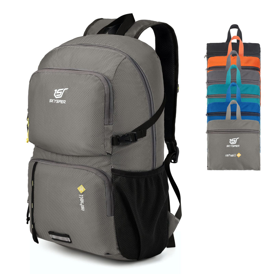 SKYSPER Faltbarer Rucksack Ultraleicht mit Nassfach Verstaubar Daypack Wasserfest Reiserucksack Tage