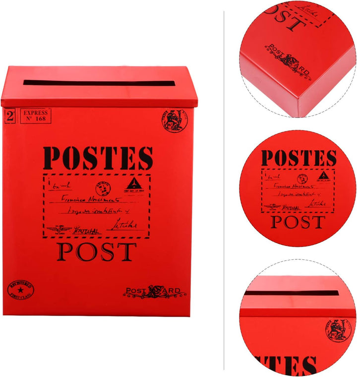 NUOBESTY Vintage Briefkasten Metall Retro Postkasten Wandmontage Mit Grossem Stauraum Für Briefe Zei