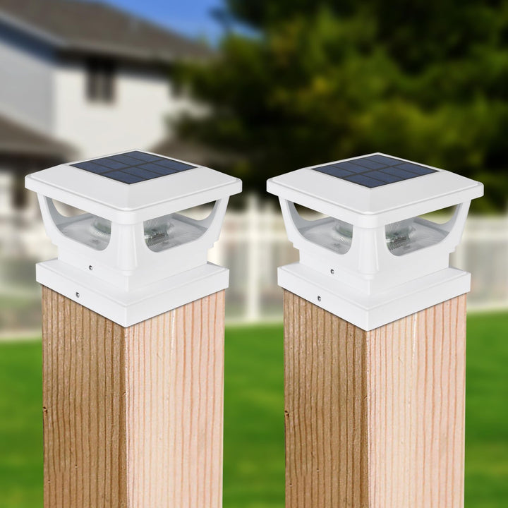 2pcs Pfostenkappe Solar 7x7 8x8 9x9 10x10, Solar Zaunpfosten Leuchte Solar Post Cap Light Solar Pfos