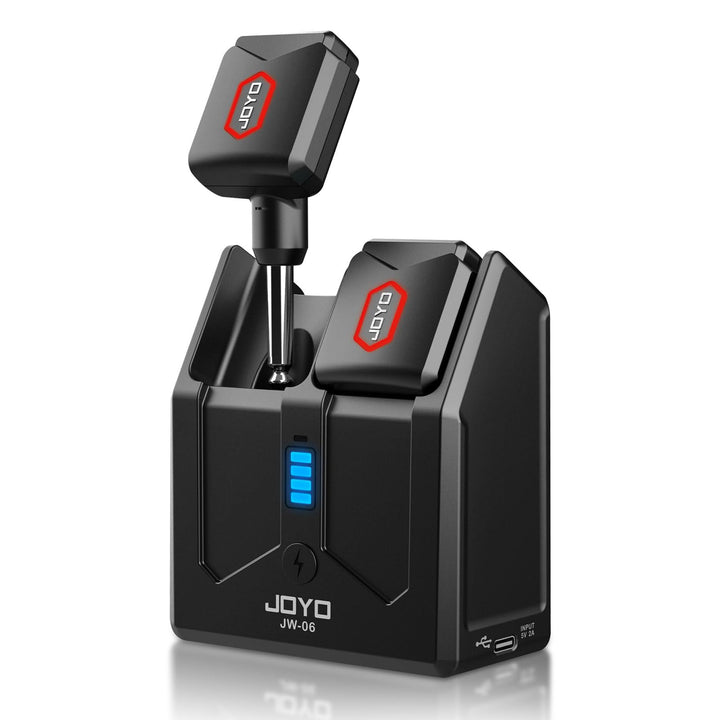 JOYO Kabelloser Gitarren-Sender und -Empfänger, 5,8 GHz, mit Ladebox, 4 Kanäle, für Gitarre, Bass, e