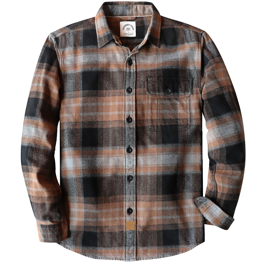 Dubinik® 6 oz Flanellhemd Herren Flanellhemden Herren Langarm Regular Fit Kariert Button Down Warm F