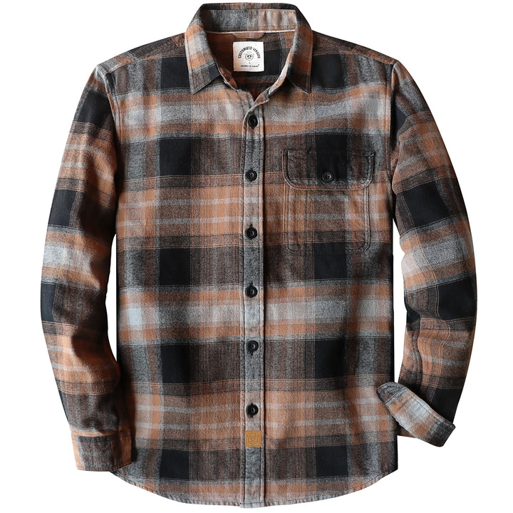 Dubinik® 6 oz Flanellhemd Herren Flanellhemden Herren Langarm Regular Fit Kariert Button Down Warm F