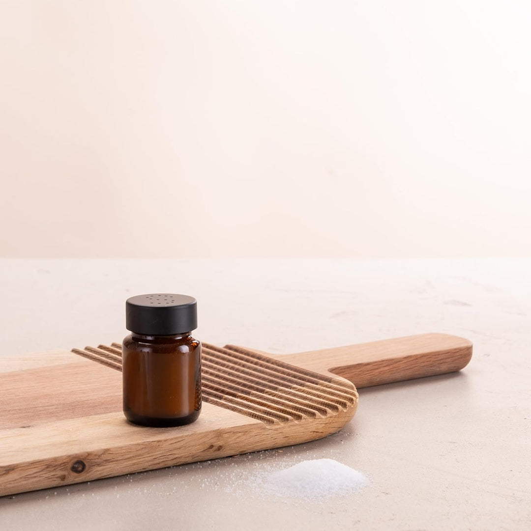 Salzstreuer und Pfefferstreuer Set aus Braunglas - Salt Shaker mit Edelstahl Deckel – Streuer für Pf