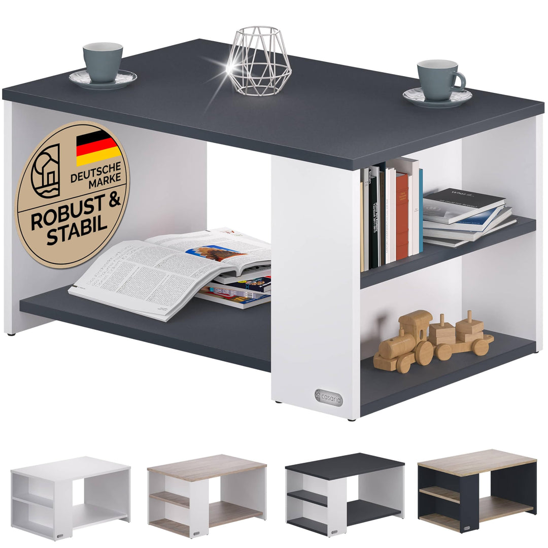 Casaria® Couchtisch Ablage Fächer Stauraum 90x59x48cm Kratzfest Holz 50kg Belastbarkeit Modern Wohnz