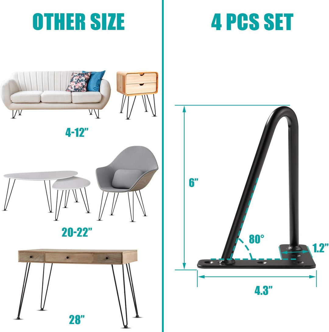 6 Zoll Haarnadel Beine, Heavy Duty Metal Tischbeine für Schrank, Kleiderschrank, TV-Schränke, Schubl