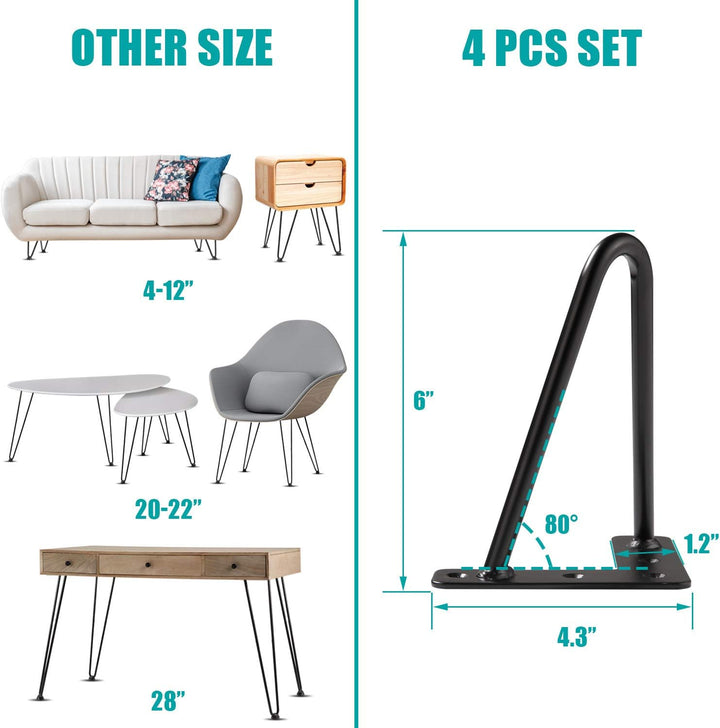 6 Zoll Haarnadel Beine, Heavy Duty Metal Tischbeine für Schrank, Kleiderschrank, TV-Schränke, Schubl