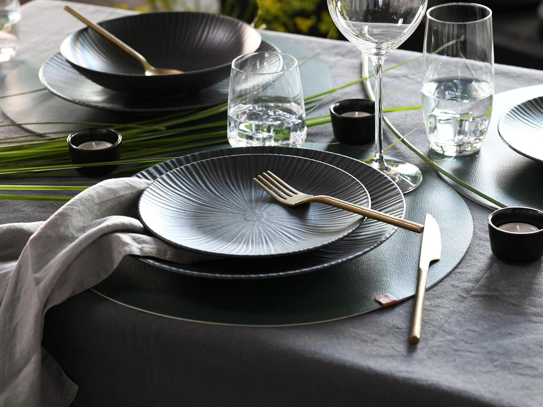 CreaTable, 23211, Serie VESUVIO Black, Geschirrset, Tafelservice 12 teilig