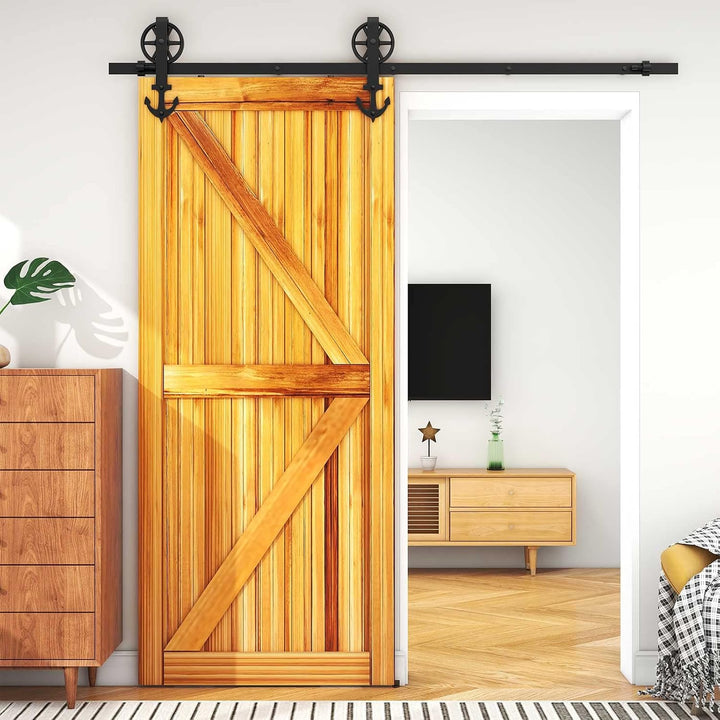 WOLFBIRD 213cm (7FT) Hardware Schiene Kit Schiebetür Rolle Grosses Rad, Verwendet für Schiebetürbesc