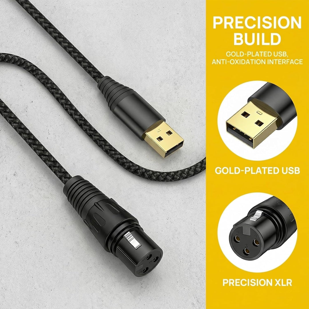 XLR auf USB Mikrofonkabel 1,5 m mit Integriertem DAC, Profi Adapter für Aufnahmen und Streaming, Plu