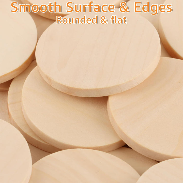 100er-Set 5cm Holzscheiben, 50mm Holz Scheiben, 5 mm dick Unvollendete Holzplatte, Holzscheiben zum