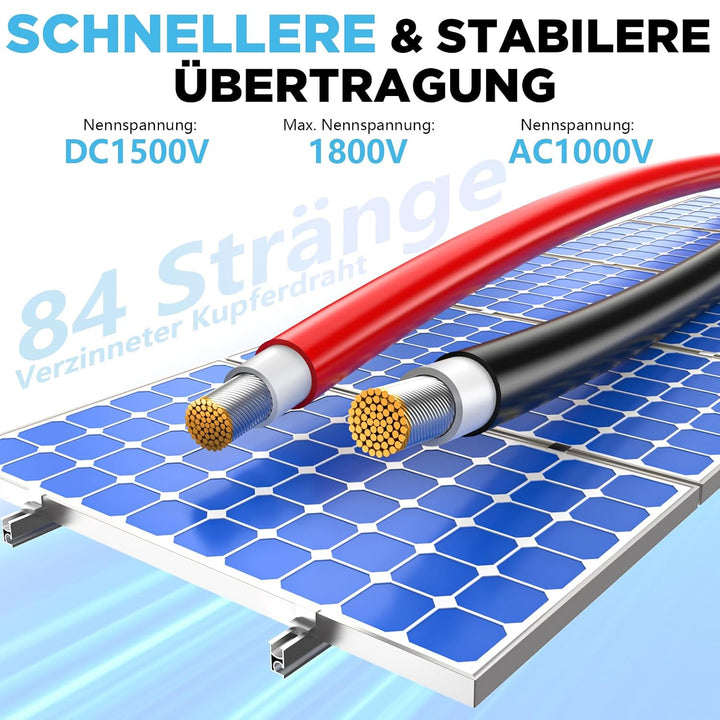 Oududianzi Solarkabel 6mm2 30m, PV Kabel 6mm2 30m, Solar Verlängerungskabel 6mm2 30m, Photovoltaik K