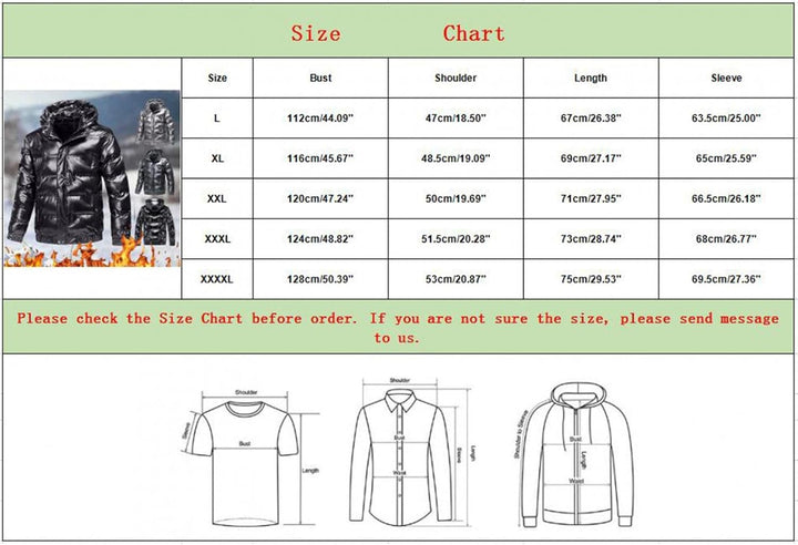 Daunenjacke Herren Glänzend Winterjacke Dicke Übergangsjacke mit Kapuze Lange Ärmel Mode Warm Outdoo