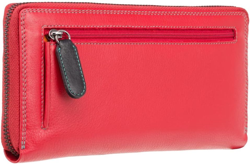 VISCONTI 100% Pur Leder Damen Portemonee RFID Schutz Geldbeutel XL Geldbörse mit Reissverschluss für