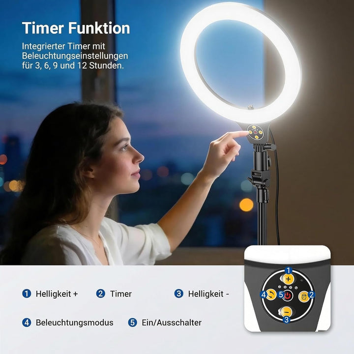 NEEWER Entry Level Version 10,5" 10W Ring Light mit 66" Stativständer, Überkopf Handyhalterung Kompa