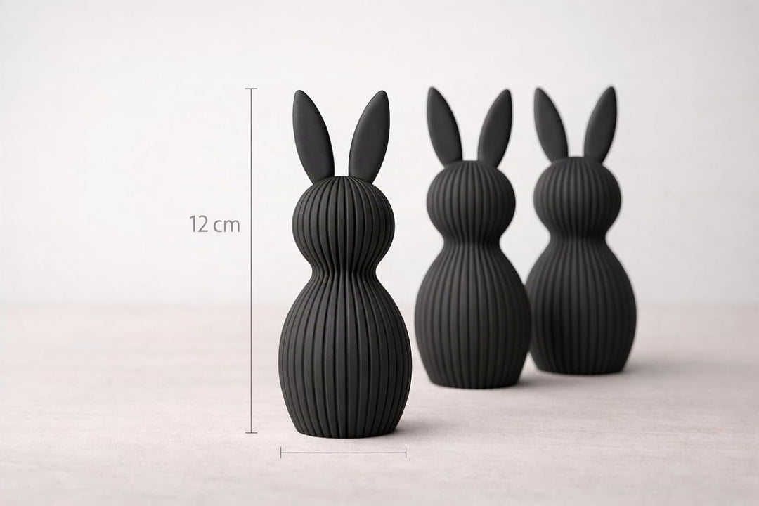 ALBA Hasen Deko 3er Set 12 cm – 3D Druck Deko Figuren im Skandinavischen Stil – Moderne Osterdeko Mi